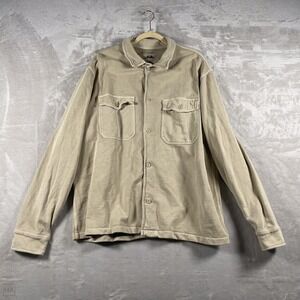 American Eagle Men's Shacket Shirt Button Up Neutral Casual XL Tan